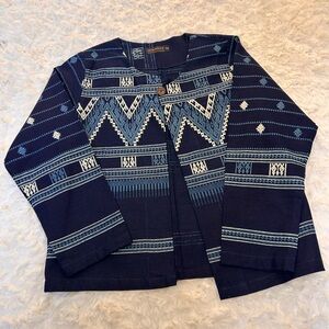 Hand-woven Thai indigo Mo Hom Jacket. Boho Artisan Cotton from Thailand.